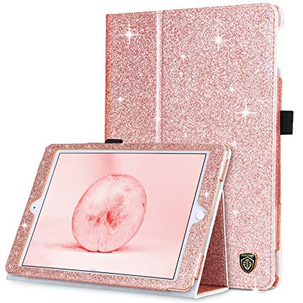 BENTOBEN Flip Case for iPad Air/Air 2, Leather Case for iPad 9.7 2017/2018, Slim Dual Layer Hybrid Sparkly Glitter Leather Protective Case for iPad Air/Air 2 / iPad 9.7 Inch 2017/2018 - Pink