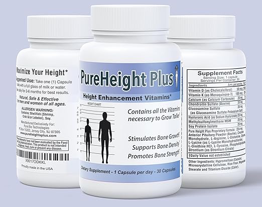 Height Growth Vitamins -Grow Taller Increase Bone Strength Bone Density Bone Growth Pills #1 Doctor Recommended Height Enhancement Supplement - Growth Vitamins for Kids, Teens & Adults