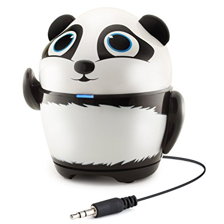 GOgroove Portable Stereo Speaker Music Player with Panda Animal Design & Built-in 3.5mm Cord