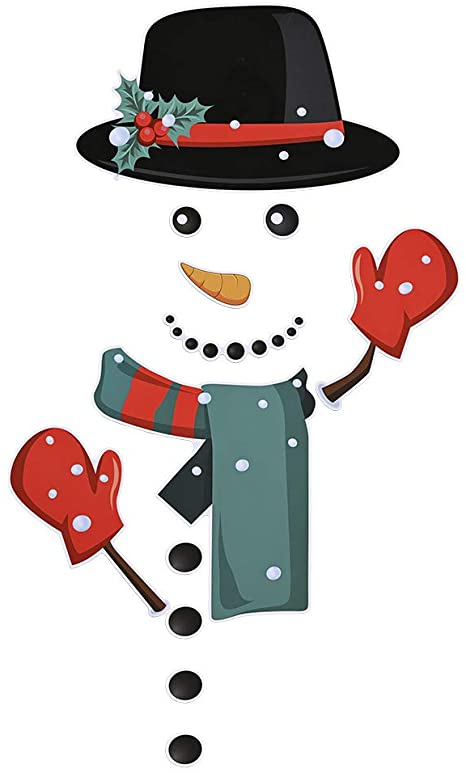 Baoer Christmas Refrigerator Decorations Reflective Santa Snowman Magnets Xmas Holiday Garage Fridge Decor Black hat Snowman