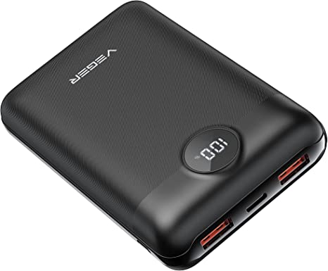 VEGER 20000mAh Power Bank, Mini Quick Charge 22.5W Fast Charging 3 Outputs 2 Inputs USB C PD Battery Pack with LED Display Compatible with iPhone 13/12/11, Samsung,Tablet and More (Black)