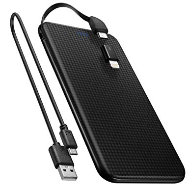 Spigen Essential F706L Power bank 5000mAh [Built in Micro Cable] [8-Pin Gender Included] Ultra Slim and Light Power Bank Portable Charger for iPhone, iPad, Pixel, Huawei, Sony, Galaxy and more