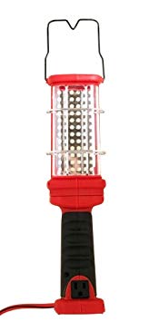 Woods L1923 Super Bright 72-LED Handheld Work Light with Grounded Outlet (16/3-Gauge Cord, Red)