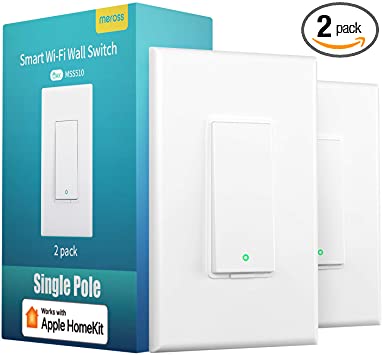 meross Smart Light Switch Works with Apple Homekit, Siri, Alexa and Google Assistant, 2.4Ghz WiFi Light Switch, Neutral Wire Required, Single Pole, Remote Control, Schedule, No Hub Needed, 2 Pack