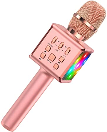 Bluetooth Microphones, Mpow Combo Wireless Karaoke Microphone, 4 in 1 Bluetooth Karaoke Mic with Multi-Color LED Lights, Gifts for Kids, Girls, Boys and Family