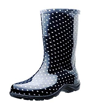 Sloggers 5013BPL11 Black and White Polka Dot Waterproof Boots, 11,