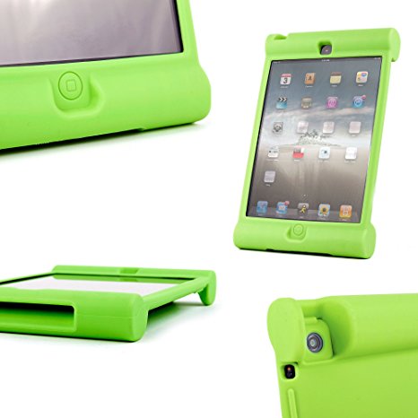 DURAGADGET Green Rubber Shock Resistant Easy Grip Children's Case & Cover Custom Designed For iPad 3, iPad 2 & The New iPad 4 With Retina Display (4th Generation) With Easy Grip