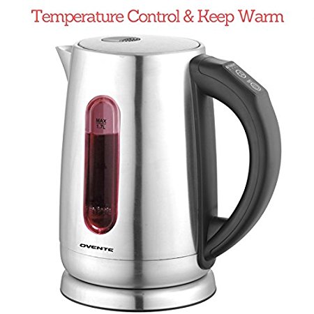 NEW Ovente Stainless Steel Electric Kettle with Variable Temperature and Keep Warm on EACH TEMPERATURE, 1.7 Liter (KS58S)