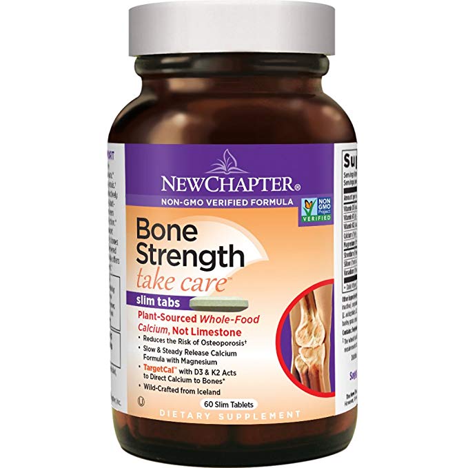 New Chapter Bone Strength Calcium Supplement, Clinical Strength Plant Calcium with Vitamin D3   Vitamin K2   Magnesium - 60 ct Slim Tabs