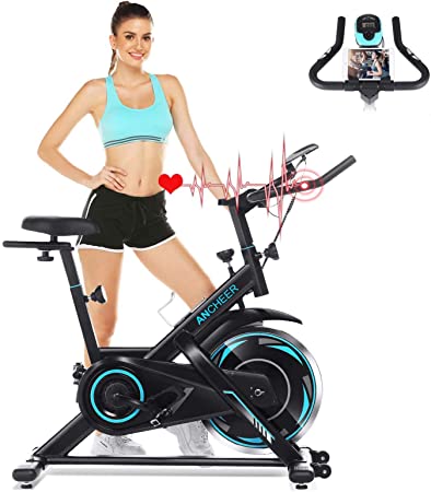 ANCHEER Exercise Bike 300 lb Capacity - Adjustable Resistance Indoor Cycling Bike - Stationary Bike with 35lb Flywheel, LCD Monitor and Tablet Holder, Spin Bike for Home