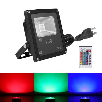 LE Remote Control 10W RGB LED Flood Lights Color Changing LED Security Light 16 Colors and 4 Modes Waterproof LED Floodlight US 3-Plug Wall Washer Light