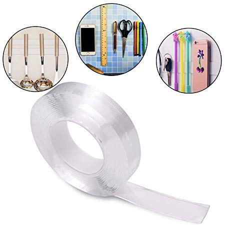 3 Meters Double Sided Gel Tape Clear Washable Grip Tape Adhesive Gel Tape Roll Anti-Slip Traceless Tape for Home Supplies