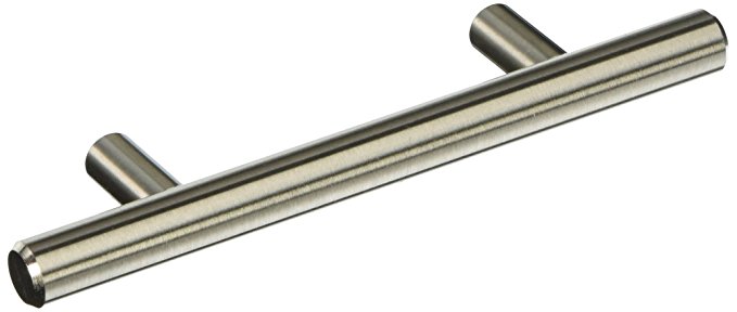 Rok Hardware Contemporary Euro Style SOLID Metal Pull / Handle Brushed Nickel 3-3/4" (96 mm) Hole Centers, 5-3/8" Overall Length ROKH1011BN, 5 Pack