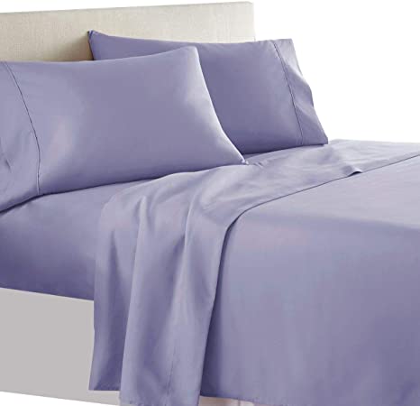 Royal Hotel Cotton Sheets, 3PC Bed Sheet Set, 100% Cotton, 300 Thread Count, Sateen Solid, Deep Pocket - Periwinkle - Twin XL, Twin Extra Long Size