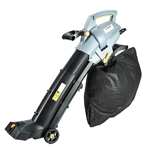 TOPELEK Leaf Blower/Vacuum/Mulcher, Electric 7-Speeds Blower Vacuum (up to 565CMF), 13.5A Power Leaf Blower Vacuum, Adjustable Height Electric Blower with Wheels, Large Capacity Leaf Vacuum, 15.9 Gal