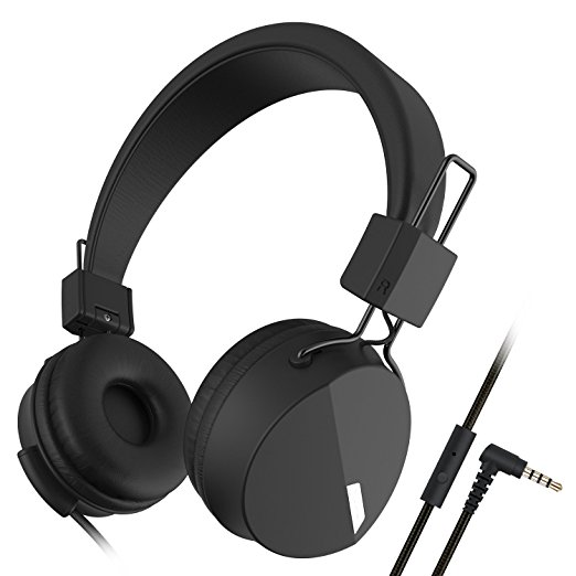 Kanen I39 Headphones with Mic, On-ear Foldable Headset for Kids/Adult, Compatible with iPhone 6/6S Samsung /Sony etc.(black)