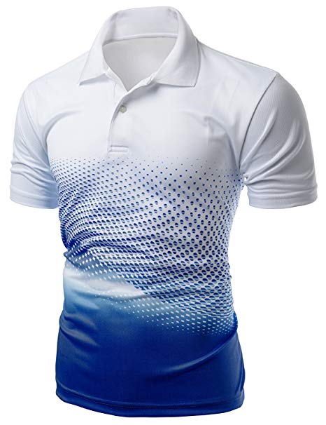 Xpril Men's Cool Max Fabric Sporty Design Printed Polo T-Shirt