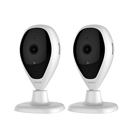 Security IP Camera, HUGOAI WiFi 1080P HD Wireless Home Security Surveillance Camera with Motion Detection, Night Vision, Two Way Audio, Cloud Service Available – White(2 Packs)