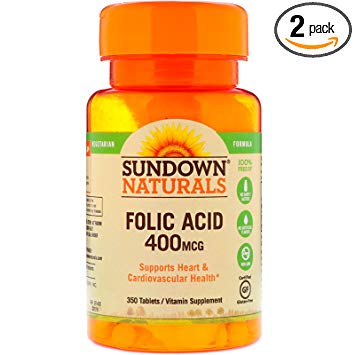 Sundown Naturals Folic Acid 400mcg - 350 Tablets (2 Pack)