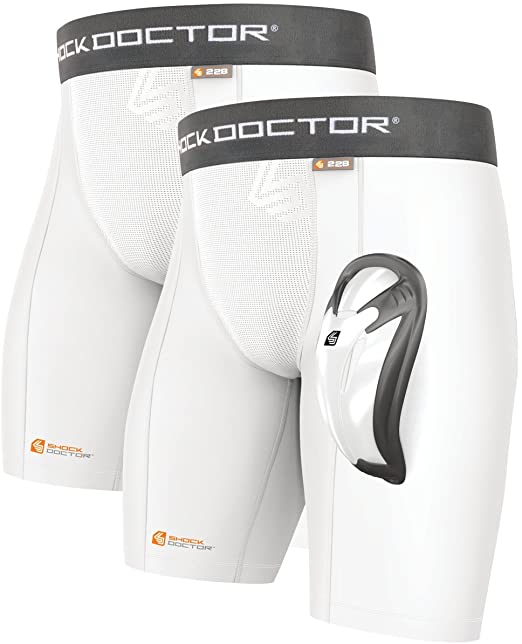 Shock Doctor Core Compression Shorts Briefs w/Bio-Flex Cup (2 Pack), Men's & Boy's