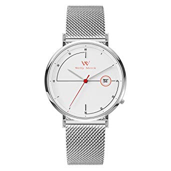 Welly Merck Men's Watch 42MM Swiss Quartz Movement Luxury Minimalist Watch Date Display Mesh Interchangeable Mesh Strap, 5 ATM Water Resistant