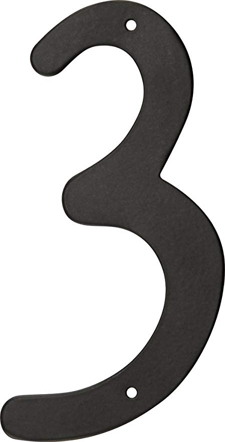 Hillman 841622 4-Inch Nail-On Black Die Cast Aluminum, House Number 3