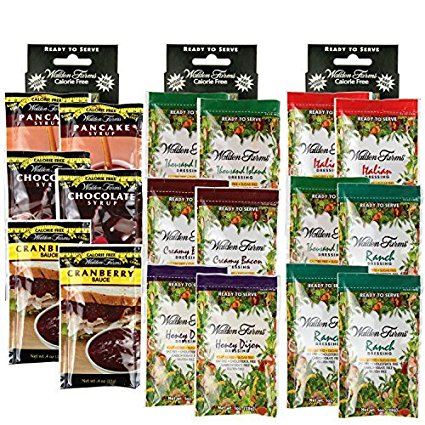 3 Boxes (18 Packets): Walden Farms Salad Dressing 1 Oz Packets (Assorted Flavor)