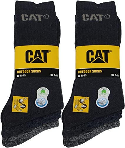 Caterpillar Outdoor Socks 6 Pairs of men's socks in soft cotton with humidity control, reinforced toe and heel