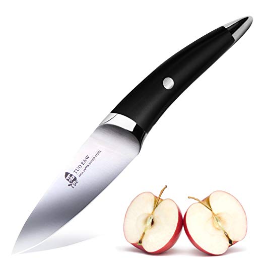 TUO CUTLERY Paring knife 3.5" - Japanese Ultra Stainless Steel Kitchen Knife with Balanced Comfortable Handle - B&W Series