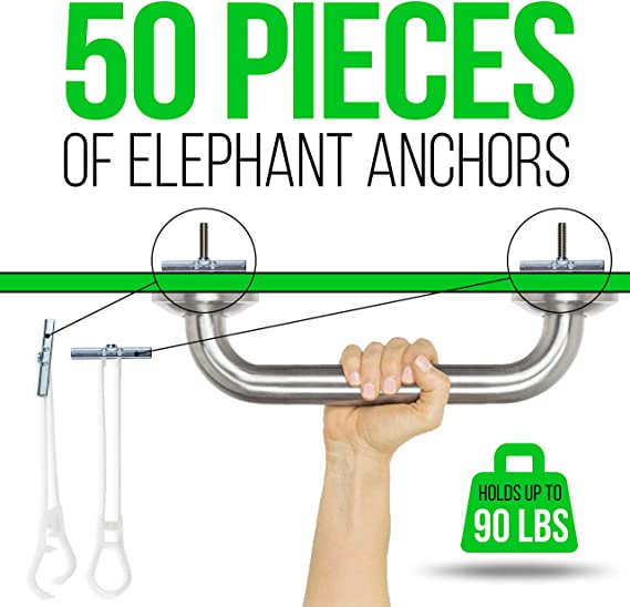 [Pack of 50 PCS 1/4 Anchors] NO Stud Required Heavy Duty Drywall Anchors. Wall or Ceiling. New Generation of Wing Anchor/Toggle Bolt/Butterfly Anchor. 5X Faster Install, Small Hole, Holds 2X More. 1/4-20 Screws Required.