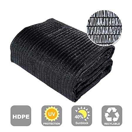 Agfabric 40% Sunblock Shade Cloth Cover with Clips for Plants 6’ X 12’, Black