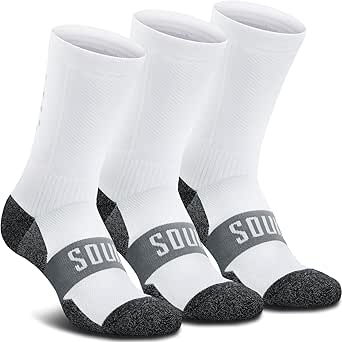 Souke Sports Cycling Crew Socks 3-Pack Bicycle Bike Socks Breathable Cushion Running For Men & Women One Size