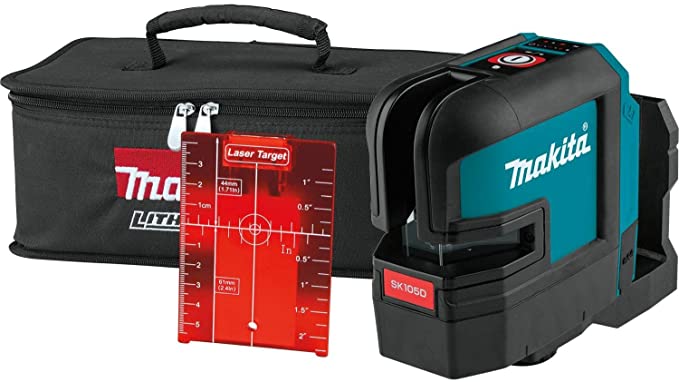 Makita SK105DZ 12V Max Li-Ion CXT Red Cross Line Laser Supplied in A Carry Pouch - Batteries and Charger Not Included