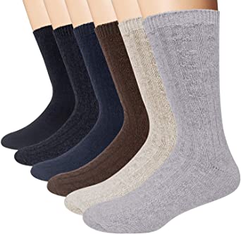 6 Pairs Mens Wool Socks Thermal Cozy Warm Winter Socks Men
