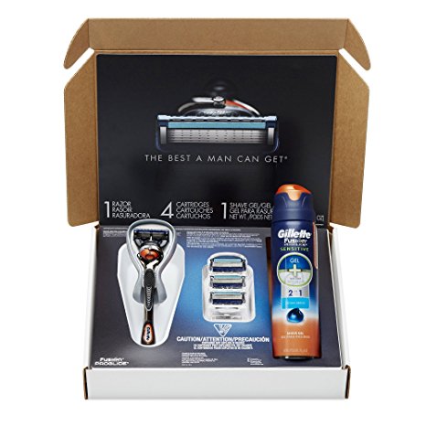 Gillette Fusion ProGlide Bundle With 4 ProGlide Razor Blade Refills   1 ProGlide Handle with FlexBall Technology   ProGlide Sensitive Shave Gel 6 Ounce