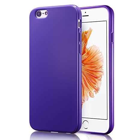 iPhone 6S Purple Case, technext020 Shockproof Ultra Slim Fit Silicone TPU Soft Gel Rubber Cover Shock Resistance Protective Back Bumper for iPhone 6 Purple
