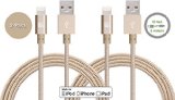 2 Pack LAX 10ft Long Apple MFi Certified iPhone Charger - Durable Braided Lightning Cord for iPhone 6s  6s Plus  6  6 Plus  5s  5c  5  iPad Air 2  Air  Mini 4  3  2  Pro  Gold