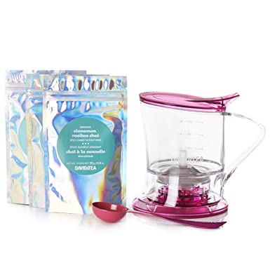 DAVIDsTEA Steeper Starter Kit, Loose Leaf Tea Gift-Set, 3 Bestselling Tea Blends, Exclusive 16 Ounce Steeper and Tea Spoon for Loose Tea