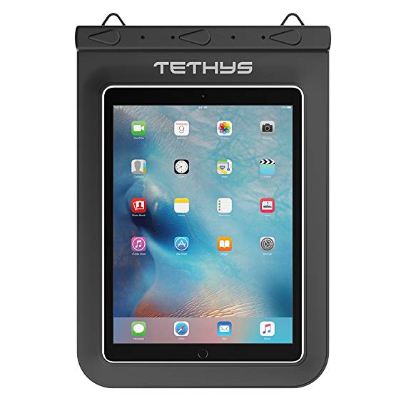 Universal Waterproof Case, TETHYS Waterproof Dry Bag for Outdoor Activities Fit iPad Pro 9.7, iPad Air 2, iPad 2 3 4, Samsung Tab S 9.7, Tab E 9.6 and other tablets up to 10 inches - Black