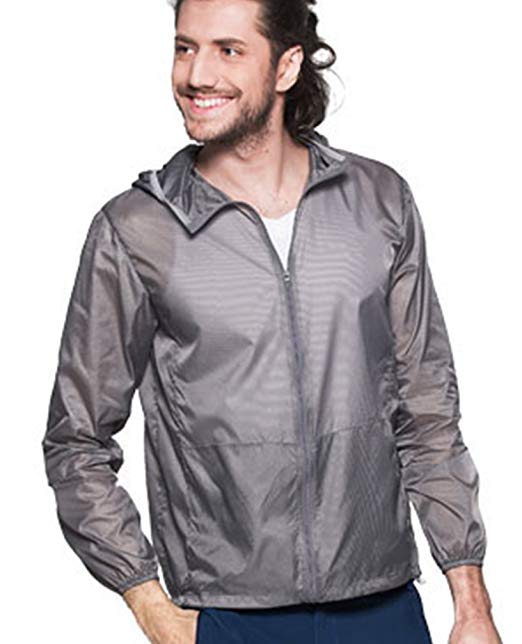 SWOMOG Unisex Waterproof Lightweight Raincoat Outdoor Hooded Rain Jacket Windbreaker