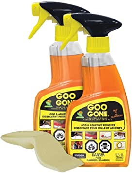 Goo Gone Original Liquid - 8 Ounce and Sticker Lifter - 2 Pack - Surface Safe Adhesive Remover Safely Removes Stickers Labels Decals Residue Tape Chewing Gum Grease Tar Crayon Glue