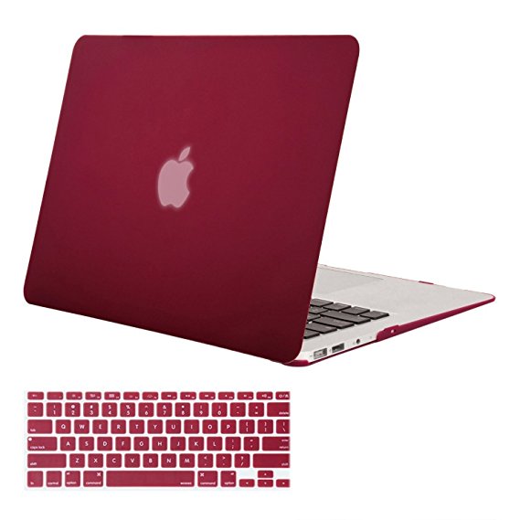 Mosiso Plastic Hard Case with Keyboard Cover for MacBook Air 13 Inch(Models: A1369 and A1466), Wine Red