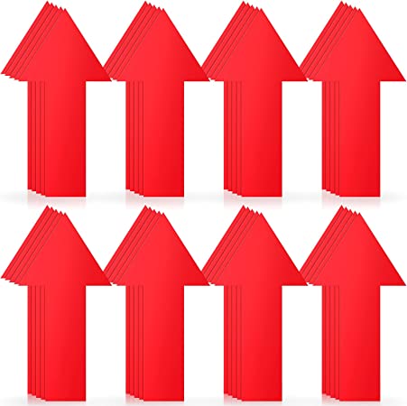 40 Pieces 8 Inch Arrow Sticker, Directional Arrow Sign Removable Adhesive Arrow Floor Decal Waterproof Arrow Marking Arrows Safe Road Instructions Sticker (Red)