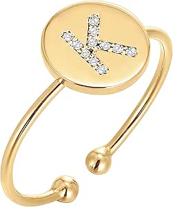 PAVOI 14K Gold Plated Initial Ring Stackable Rings for Women | Fashion Rings