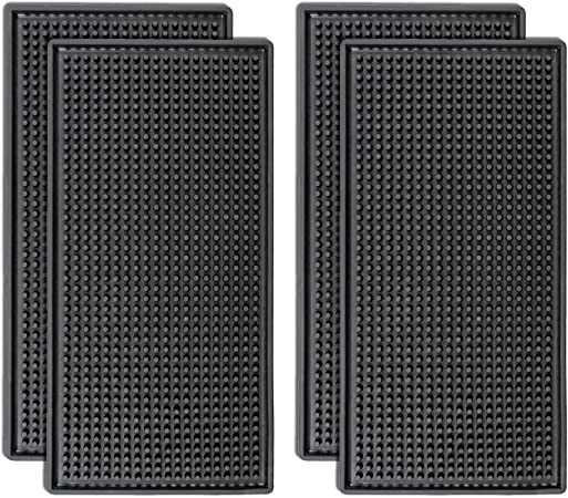 Tebery 2 Pack Rubber Bar Mats,12 x 6 Black Bar Service Spill Mat Drying  Mat