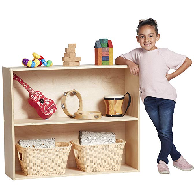 ECR4Kids Birch Streamline Storage Cabinet | Hardwood Classroom & Home Storage Solution for Kids | 2-Shelf with Back, 30" H