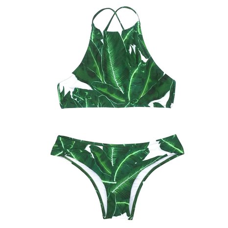 Cupshe Fashion Women's Forest Leaves Printing Tank Padding Bikini Set