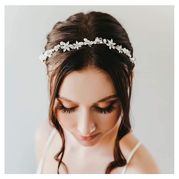SWEETV Rhinestone Wedding Headband Hair Vine Headpieces Gold Bridal Hair Accessories for Brides