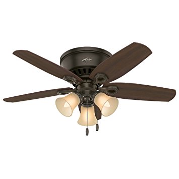 Hunter 51091 42" Builder Low Profile New Ceiling Fan with Light, Bronze