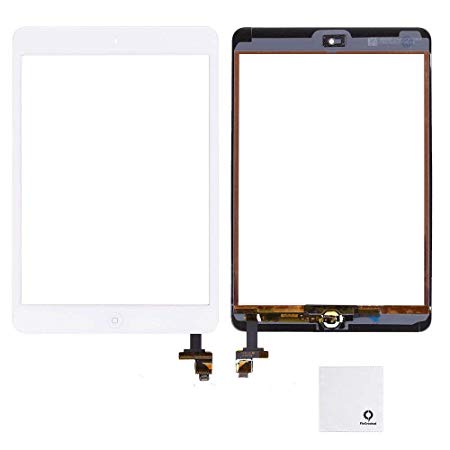 FixCracked for iPad Mini Screen Replacment,Glass Screen Digitizer Complete Full Assembly for iPad Mini & Mini 2 with IC Chip, Home Button, Adhesive-White
